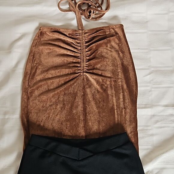 Ardene & Shein Women's Bundle Halter Top & Mini Skirt XS/XXS Brown/Black - Picture 15 of 16
